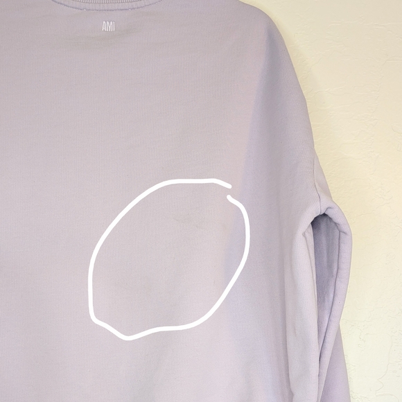 Ami Paris Ami De Cœur Cotton Sweatshirt Lilac Drawstring Waist - Picture 10 of 11